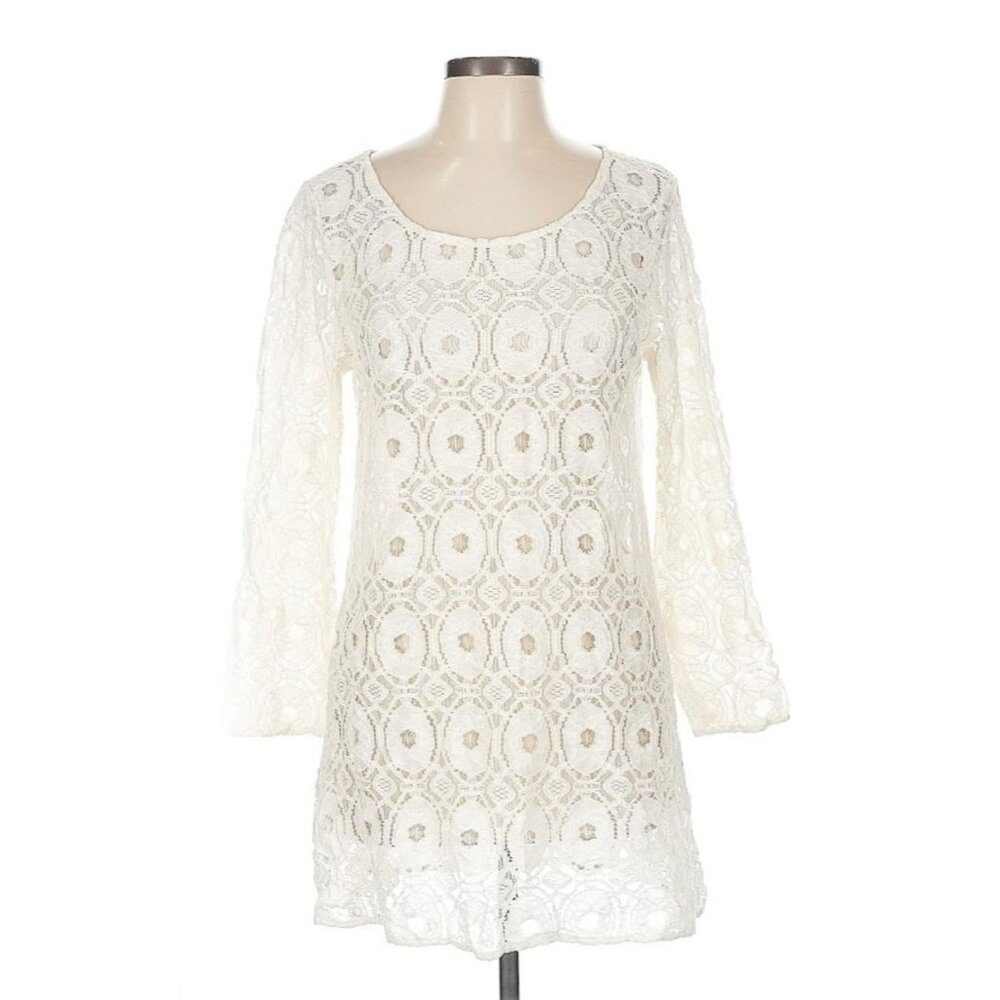 Dylan White Long Sleeve Lace Dress